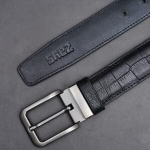 Zays Handcrafted Genuine Leather Belt for Men – Premium Quality, Adjustable, Stylish & Durable (ZMB127-Black)