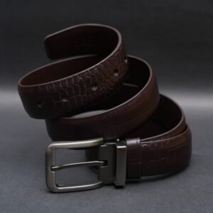 Alternative view of Zays Handcrafted Genuine Leather Belt for Men – Premium Quality, Adjustable, Stylish & Durable (ZMB128-Chocolate)