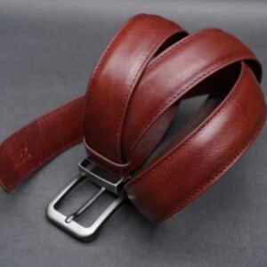 Alternative view of Zays Handcrafted Genuine Leather Belt for Men – Premium Quality, Adjustable, Stylish & Durable (ZMB129-Red Brown)