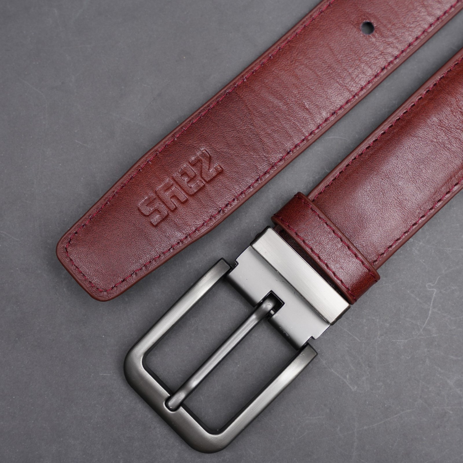 Zays Handcrafted Genuine Leather Belt for Men – Premium Quality, Adjustable, Stylish & Durable (ZMB129-Red Brown) - Image 5