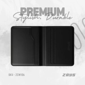 Zays Handcrafted Premium Leather Super Slim Card Holder Mini Wallet (ZCW106-Black)