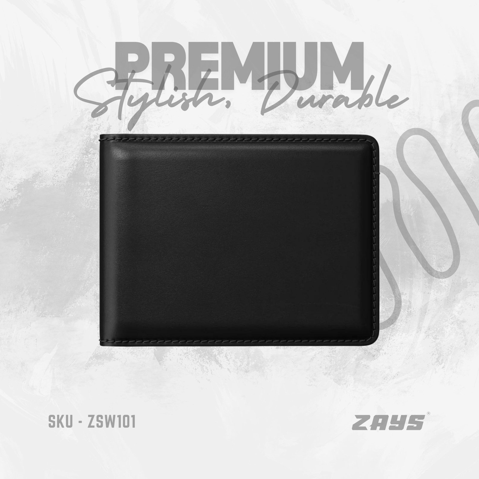 Zays Handcrafted Premium Leather Bifold Short Wallet (ZSW101-Black)