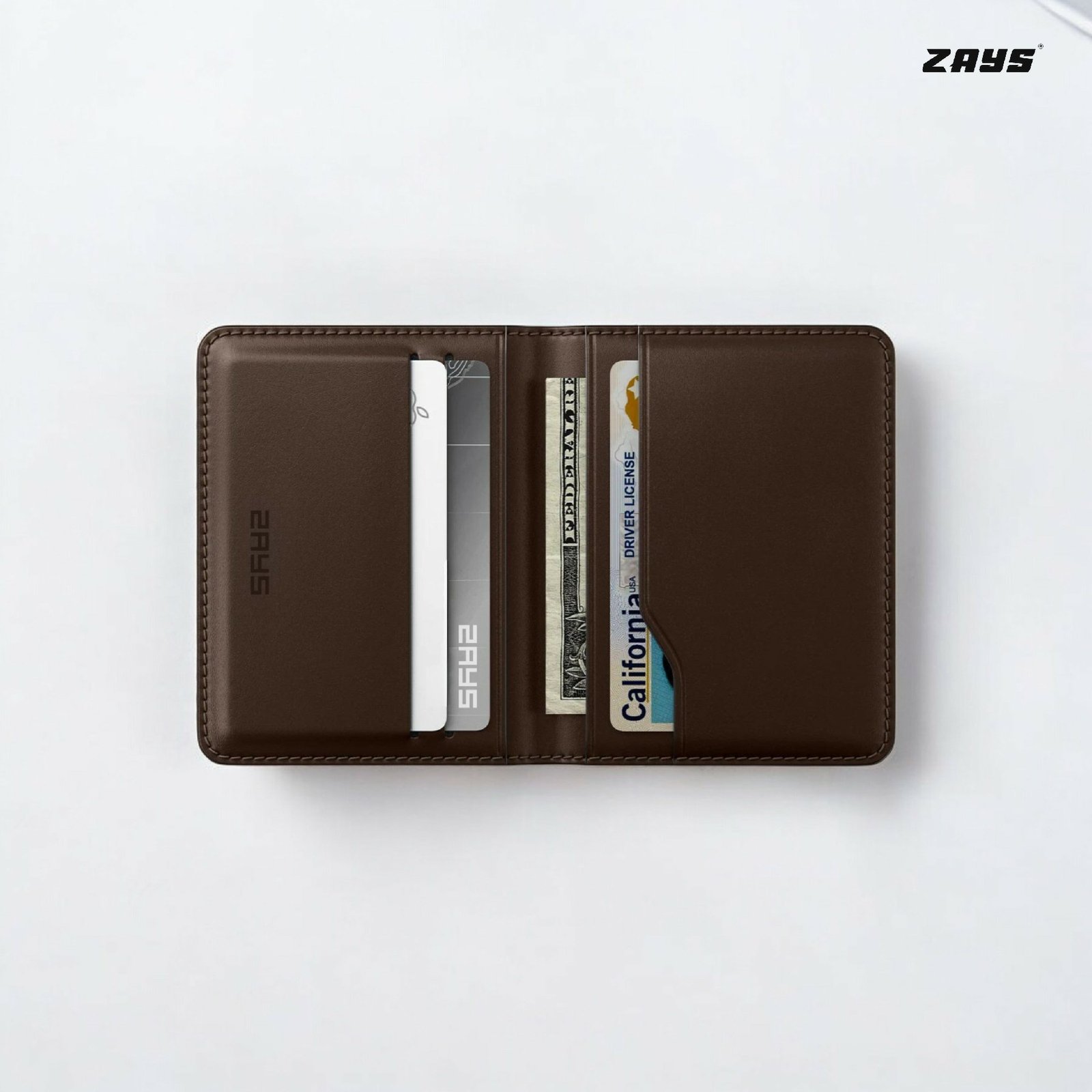 Zays Handcrafted Premium Leather Super Slim Card Holder Mini Wallet (ZCW108-Chocolate) - Image 8