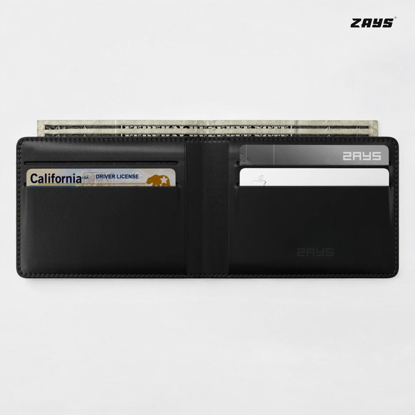 Zays Handcrafted Premium Leather Bifold Short Wallet (ZSW101-Black) - Image 7