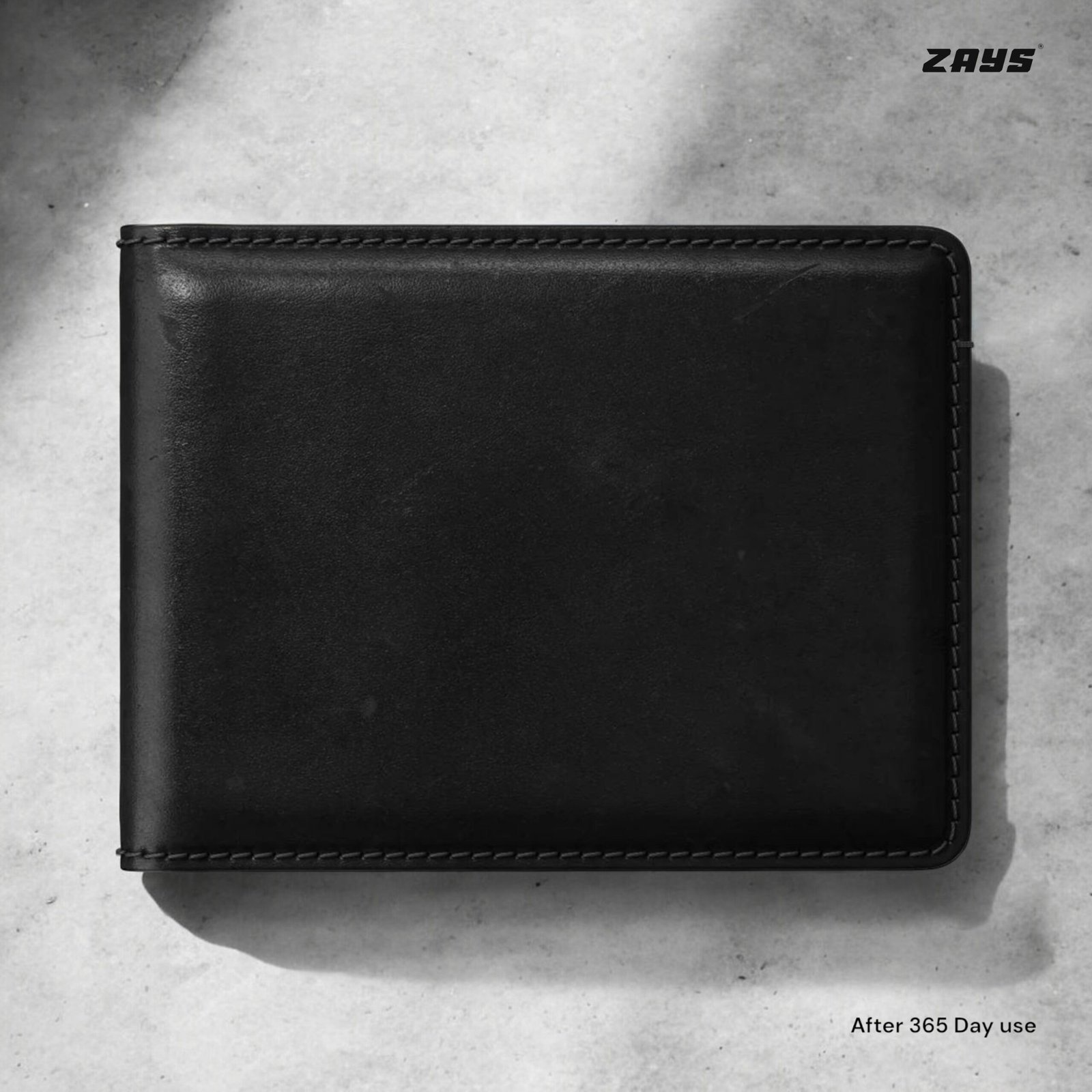 Zays Handcrafted Premium Leather Bifold Short Wallet (ZSW101-Black) - Image 5