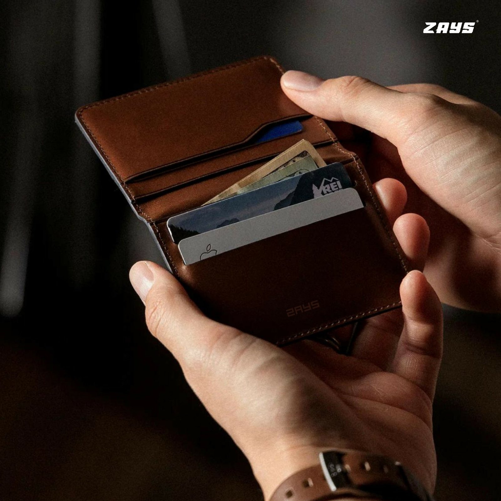 Zays Handcrafted Premium Leather Super Slim Card Holder Mini Wallet (ZCW108-Chocolate) - Image 3