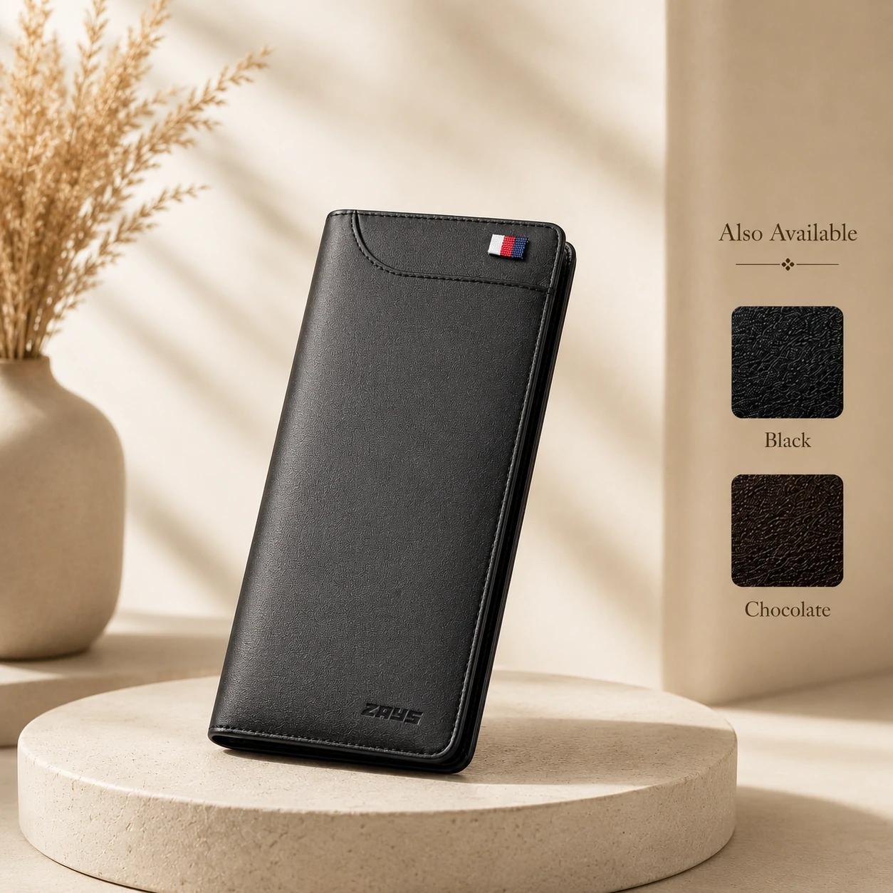 Zays Ultra-Thin Genuine Leather Long Wallet Slim, Durable with Multiple Pockets - W116