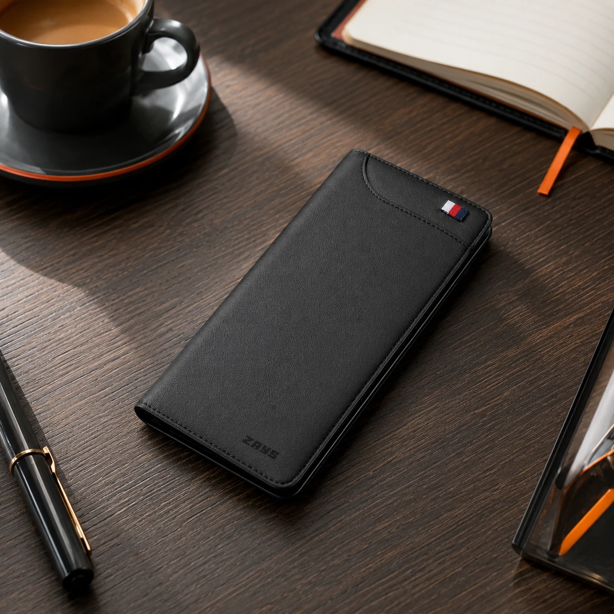 Zays Ultra-Thin Genuine Leather Long Wallet Slim, Durable with Multiple Pockets - W116 - Image 4