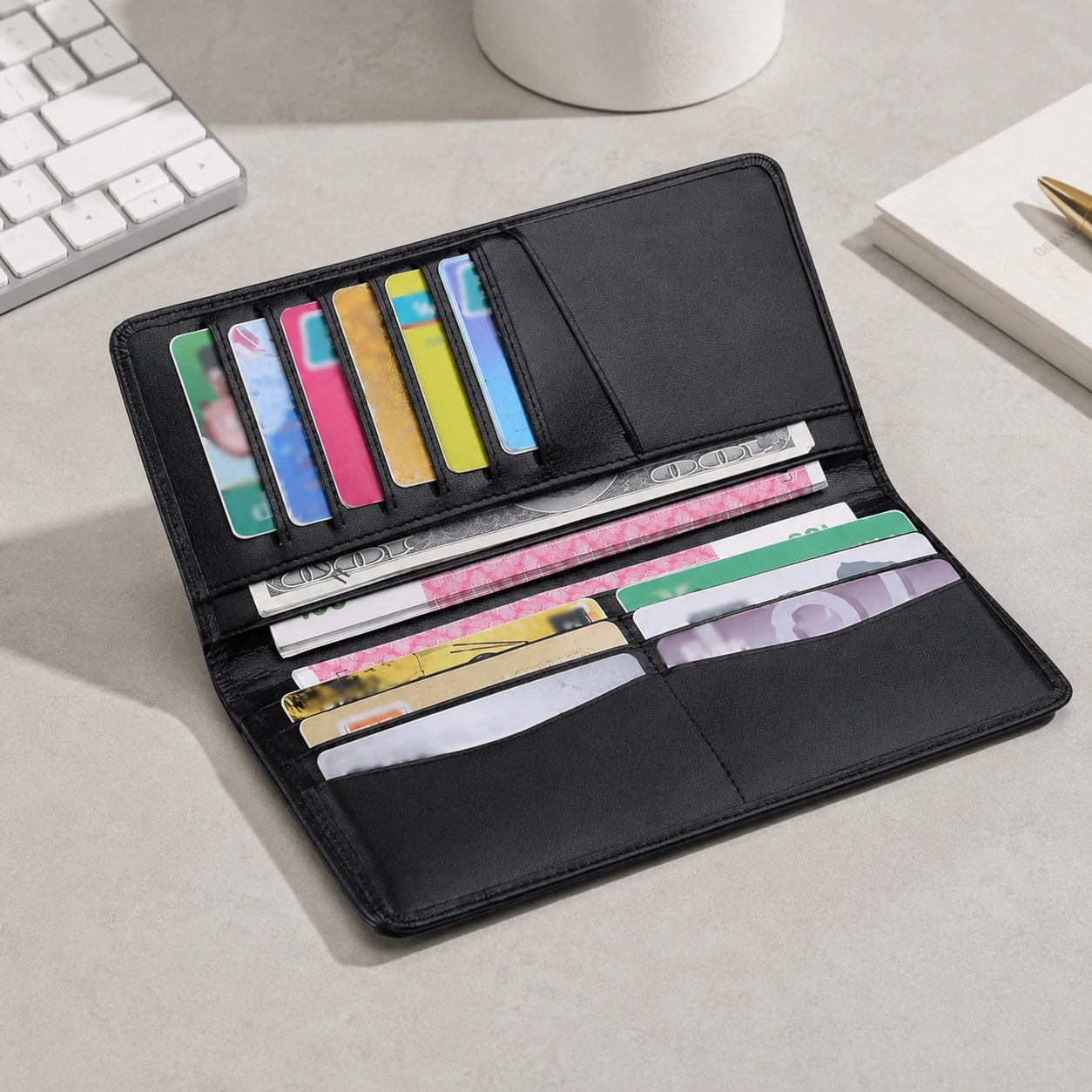 Zays Ultra-Thin Genuine Leather Long Wallet Slim, Durable with Multiple Pockets - W116 - Image 7