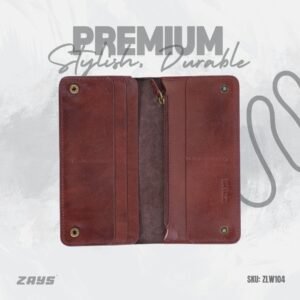Zays Handcrafted Full-Grain Leather Long Wallet - Elegant, Durable, and Functional for Everyday Use (ZLW104-Chocolate)