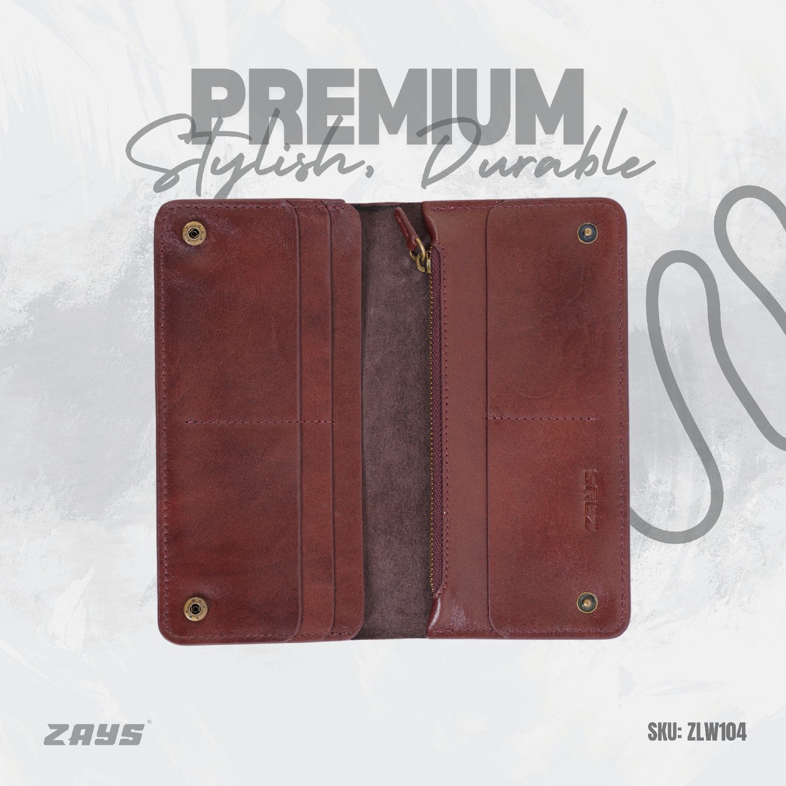 Zays Handcrafted Full-Grain Leather Long Wallet - Elegant, Durable, and Functional for Everyday Use (ZLW104-Chocolate)