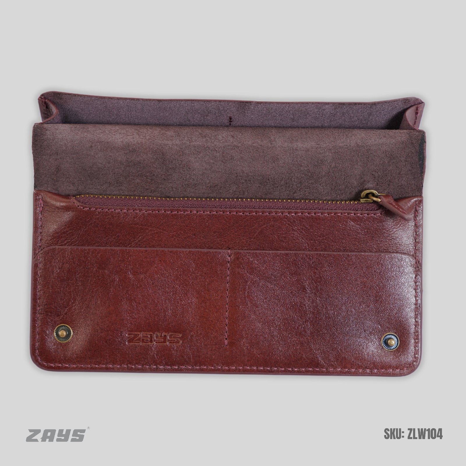 Zays Handcrafted Full-Grain Leather Long Wallet - Elegant, Durable, and Functional for Everyday Use (ZLW104-Chocolate) - Image 8