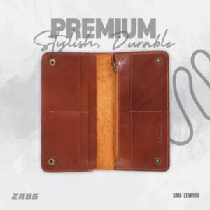 Zays Handcrafted Full-Grain Leather Long Wallet - Elegant, Durable, and Functional for Everyday Use (ZLW106-Brown)