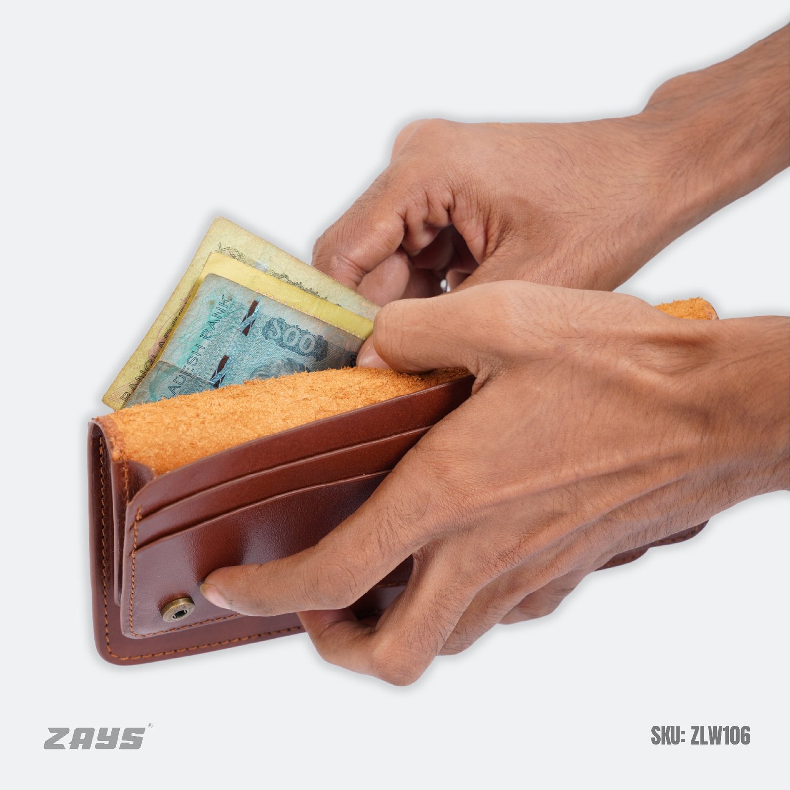 Zays Handcrafted Full-Grain Leather Long Wallet - Elegant, Durable, and Functional for Everyday Use (ZLW106-Brown) - Image 3