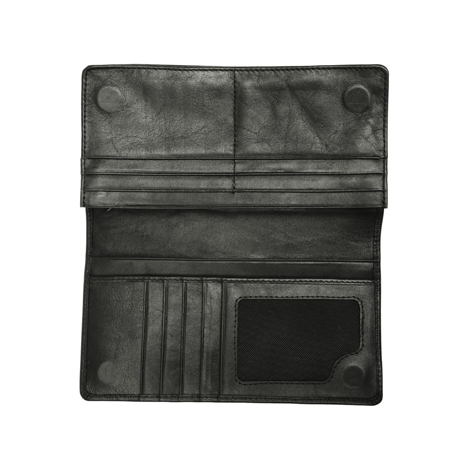 Zays Handcrafted Premium Eco-Friendly Leather Long Wallet for Max 2 Mobile (ZLW107-Black) - Image 4