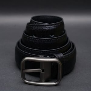 Zays Handcrafted Genuine Leather Belt for Men – Premium Quality, Adjustable, Stylish & Durable (ZMB122-Black)