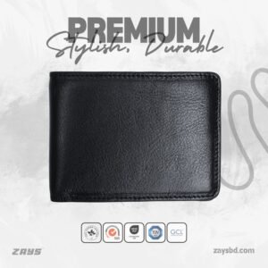 Zays Handcrafted Premium Leather Bifold Short Wallet (ZSW106-Black)