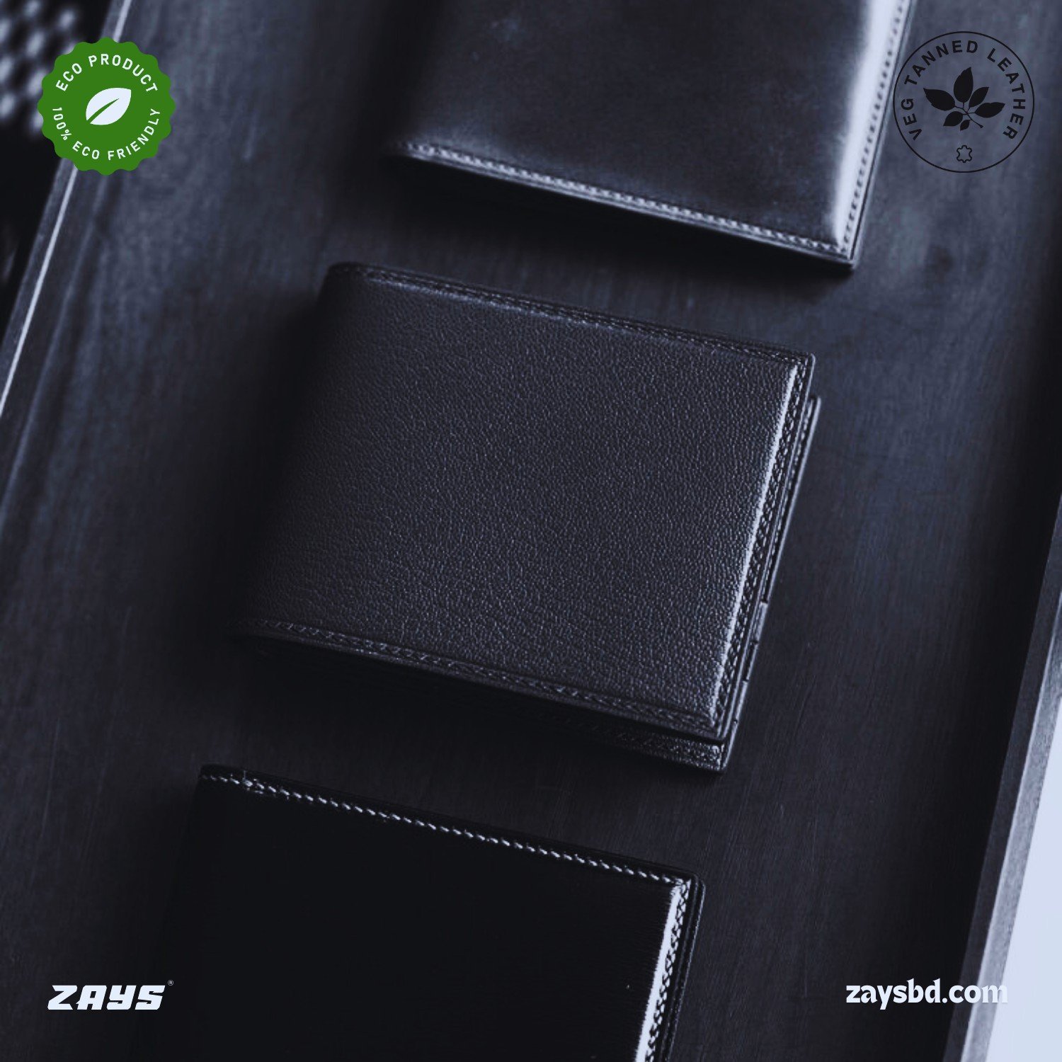 Zays Handcrafted Premium Leather Bifold Short Wallet (ZSW106-Black) - Image 6