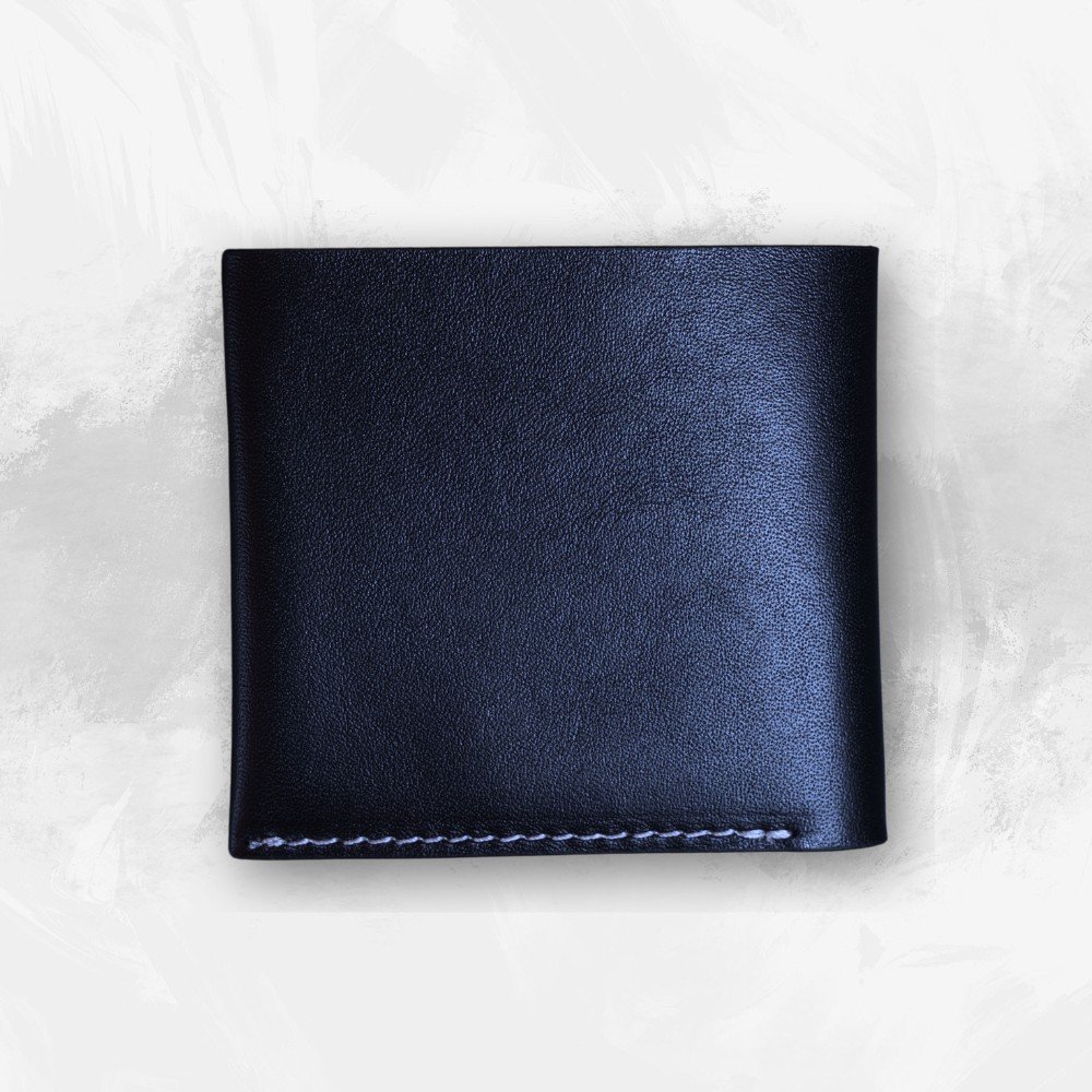 Zays Super Slim Bifold Leather Short Wallet for Unisex (ZSW110-Black With White Trade) - Image 11