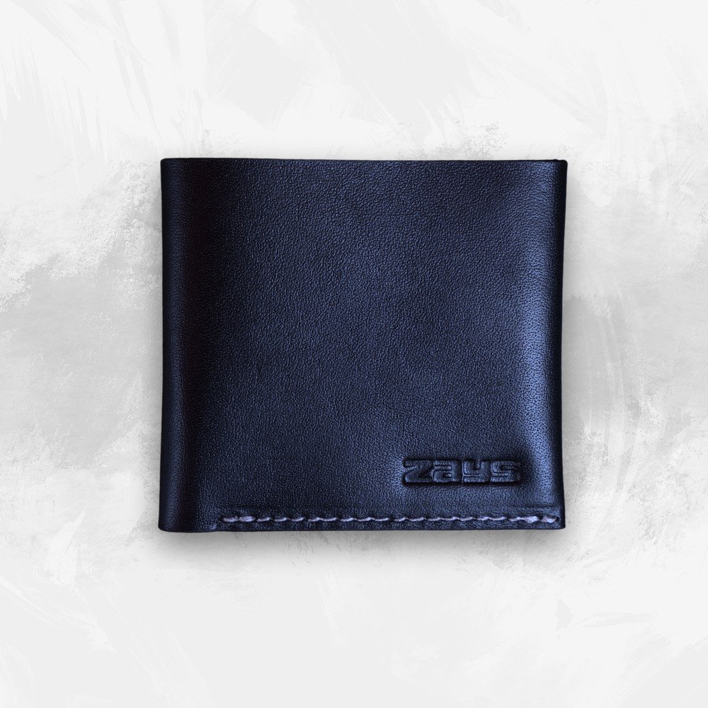 Zays Super Slim Bifold Leather Short Wallet for Unisex (ZSW110-Black With White Trade) - Image 10