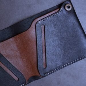 Alternative view of Zays Super Slim Bifold Leather Short Wallet for Unisex (ZSW110-Black With White Trade)