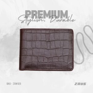Zays Handcrafted Crocodile Embossed Premium Leather Bifold Short Wallet (ZSW123-Chocolate)