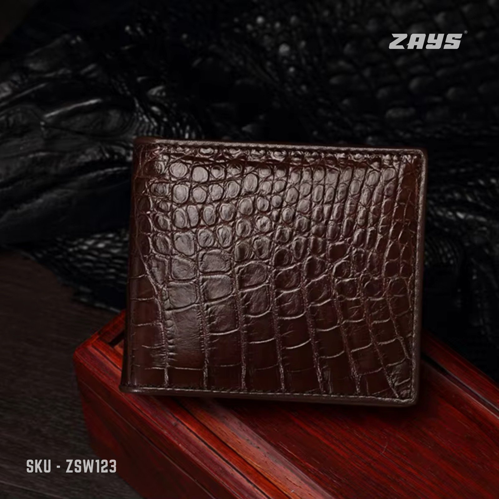 Zays Handcrafted Crocodile Embossed Premium Leather Bifold Short Wallet (ZSW123-Chocolate) - Image 5
