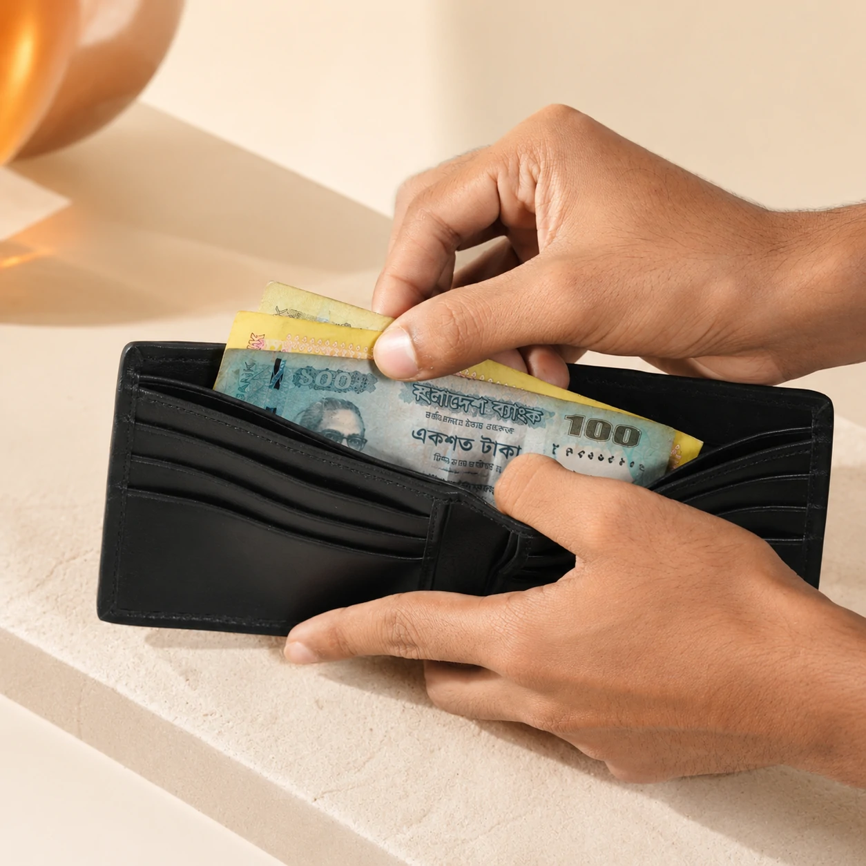 Zays Handcrafted Patti Design Premium Genuine Leather Bifold Short Wallet - ZSW129 - Image 9