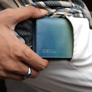 Zays Premium Eco-Friendly Leather Magnetic Card Holder Mini Wallet (ZCW115-Sky & Cream Mix)