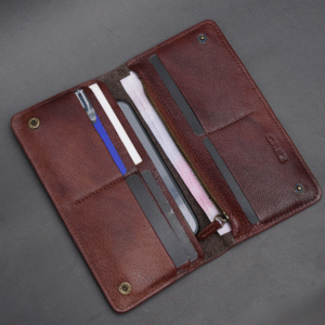 Zays Handcrafted Full-Grain Leather Long Wallet - Elegant, Durable, and Functional for Everyday Use (LW104-Chocolate)