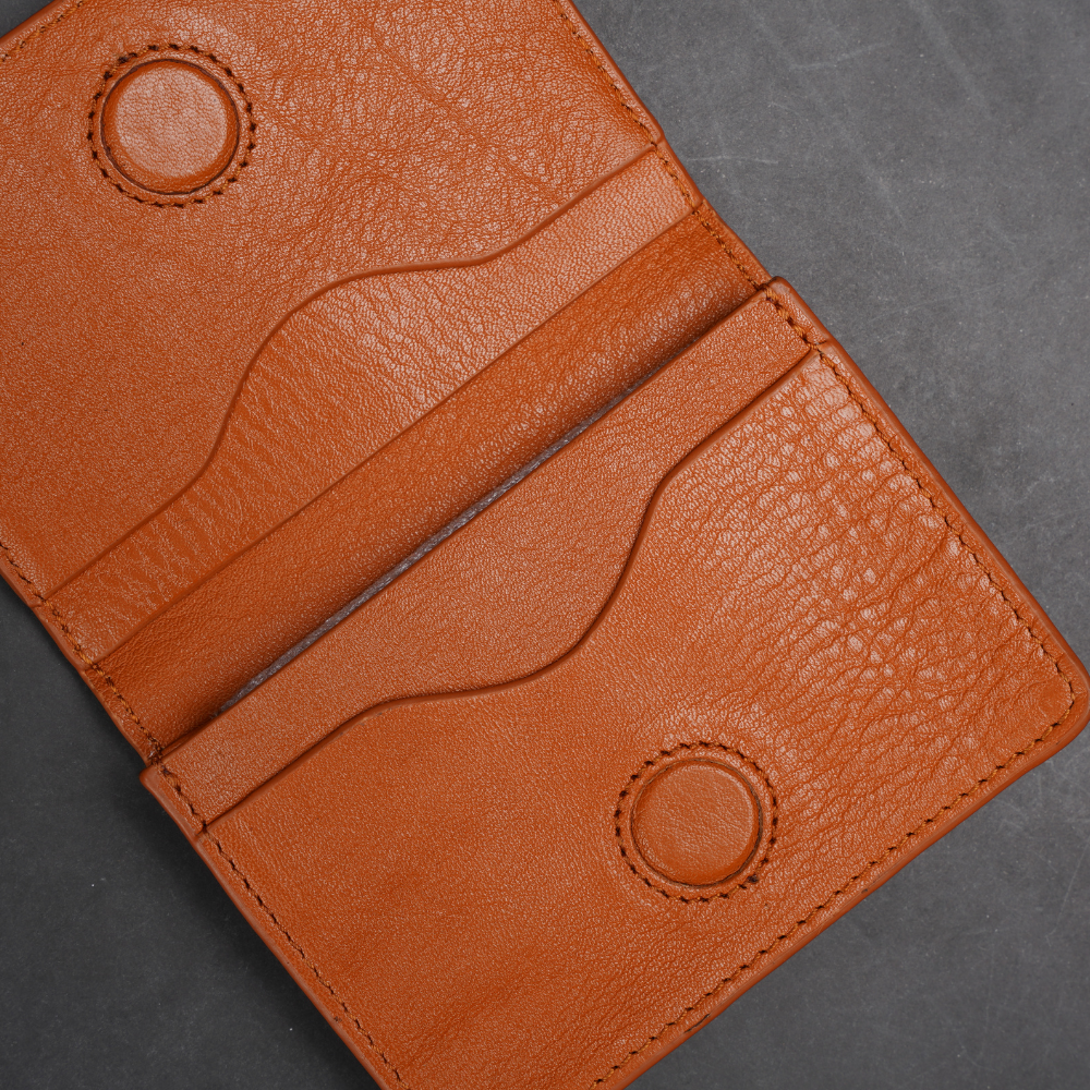 Zays Premium Eco-Friendly Leather Magnetic Card Holder Mini Wallet (ZCW110-Tan Brown) - Image 7