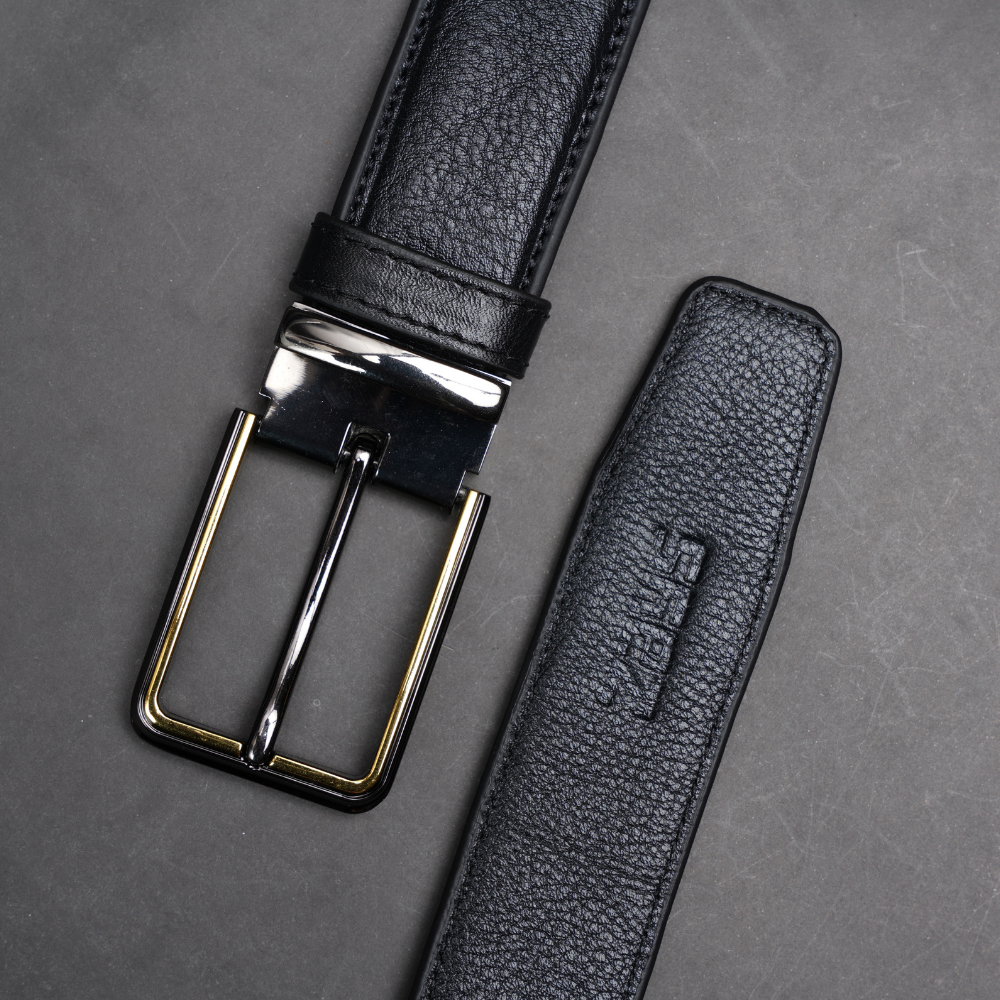 Zays Handcrafted Genuine Leather Belt for Men – Premium Quality, Adjustable, Stylish & Durable (ZMB156-Black) - Image 4