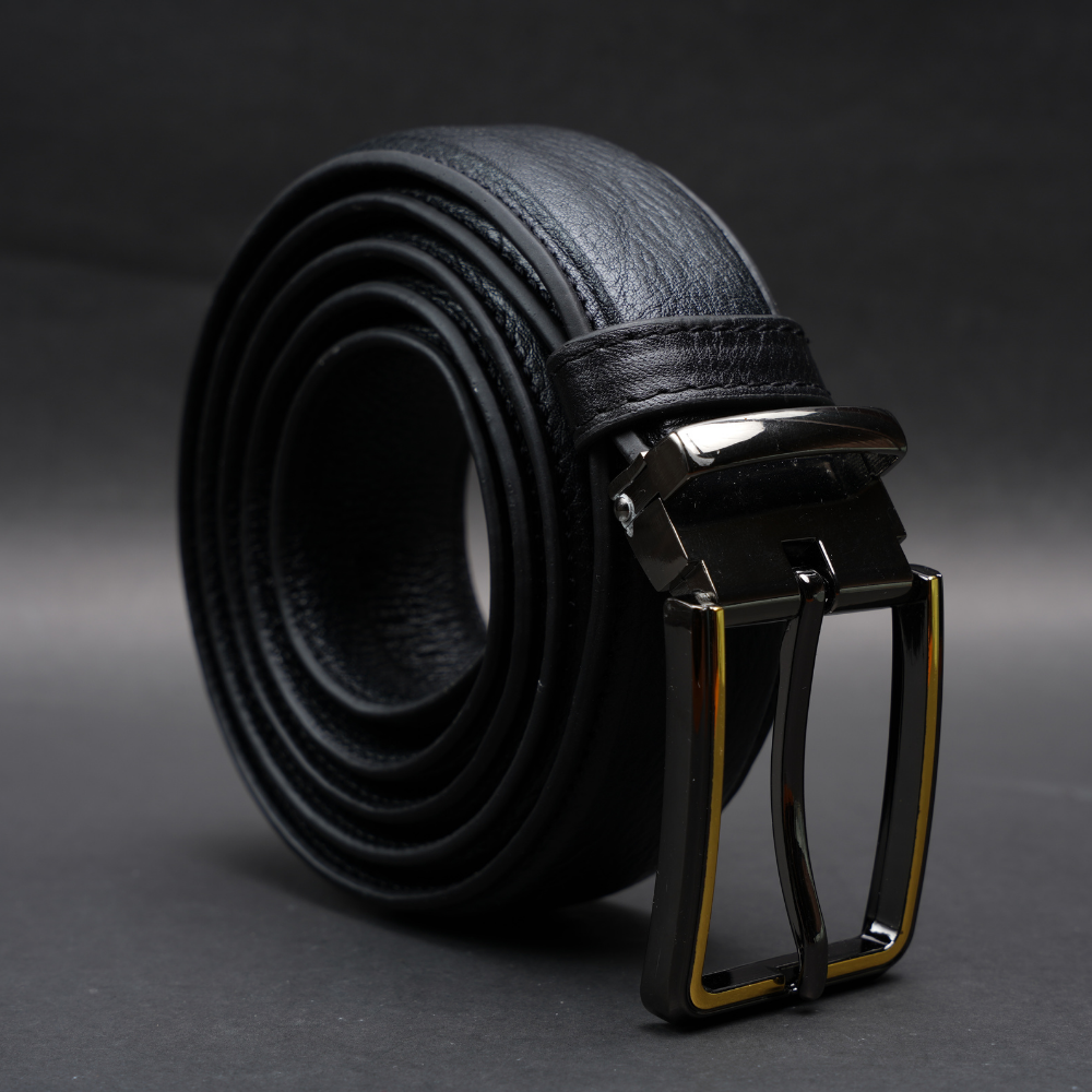 Zays Handcrafted Genuine Leather Belt for Men – Premium Quality, Adjustable, Stylish & Durable (ZMB156-Black) - Image 2
