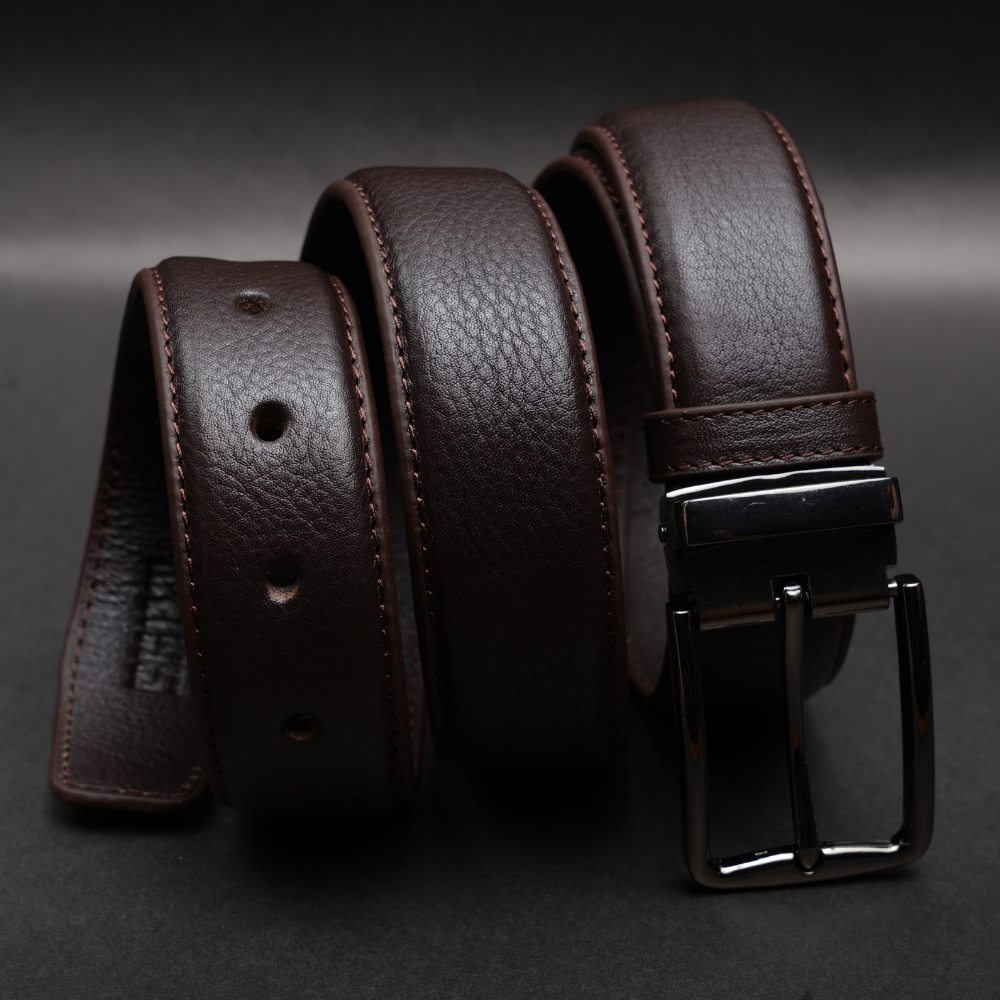 Zays Handcrafted Genuine Leather Belt for Men – Premium Quality, Adjustable, Stylish & Durable (ZMB168-Chocolate)