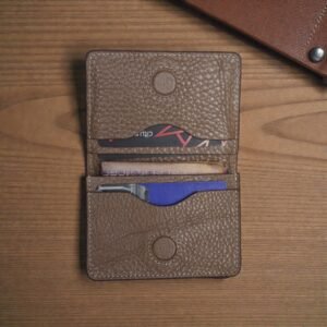 Zays Premium Eco-Friendly Leather Magnetic Card Holder Mini Wallet (ZCW117-Dark Cream)