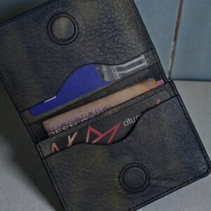 Alternative view of Zays Premium Eco-Friendly Leather Magnetic Card Holder Mini Wallet (ZCW118-Navy Blue Mix)