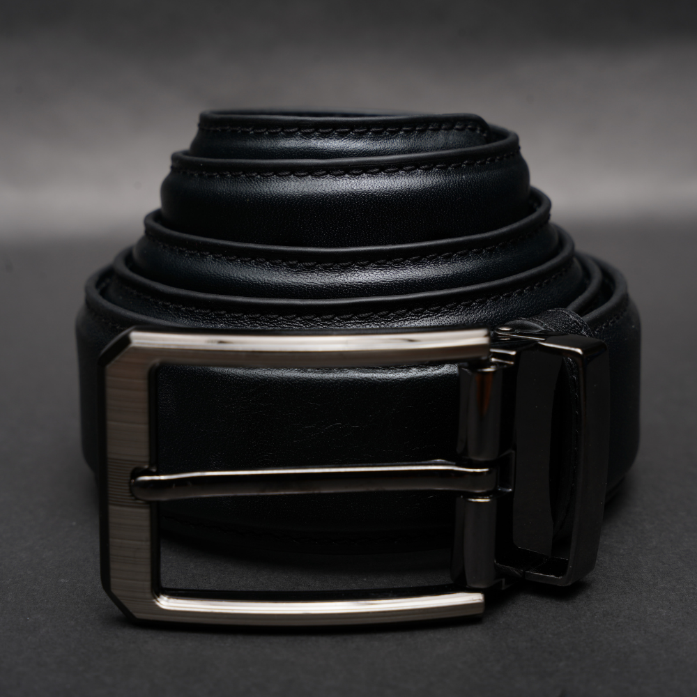Zays Handcrafted Genuine Leather Belt for Men – Premium Quality, Adjustable, Stylish & Durable (ZMB212-Black)