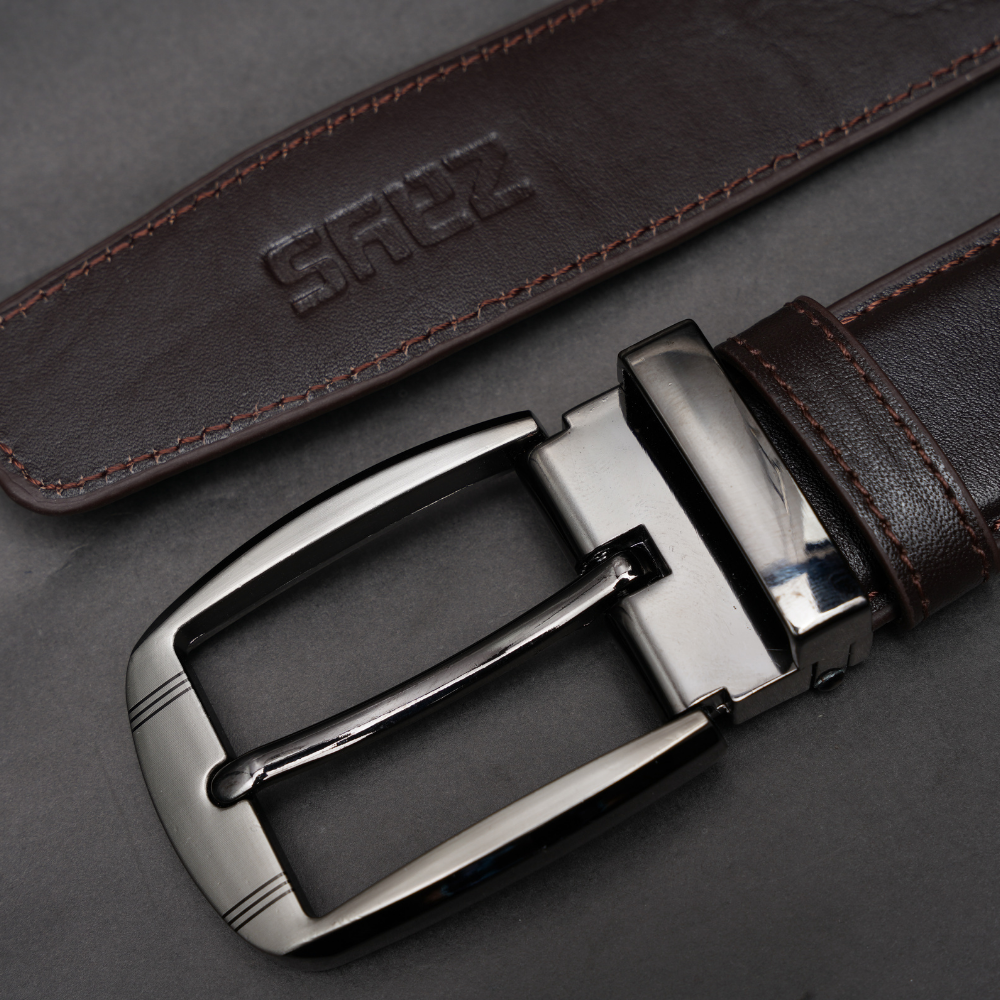 Zays Handcrafted Genuine Leather Belt for Men – Premium Quality, Adjustable, Stylish & Durable (ZMB211-Chocolate) - Image 3