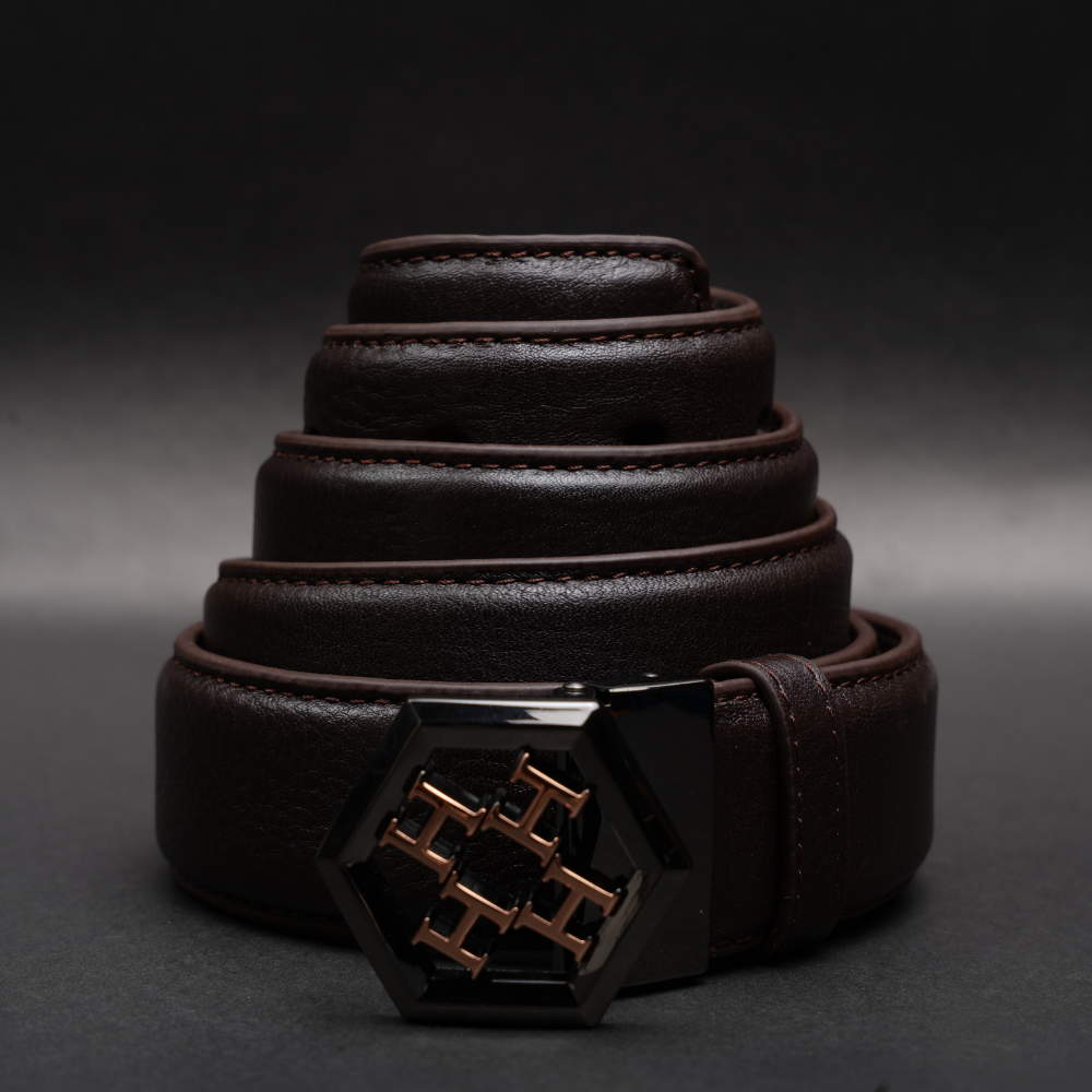 Zays Handcrafted Genuine Leather Belt for Men – Premium Quality, Adjustable, Stylish & Durable (BC112-BS106-Chocolate)