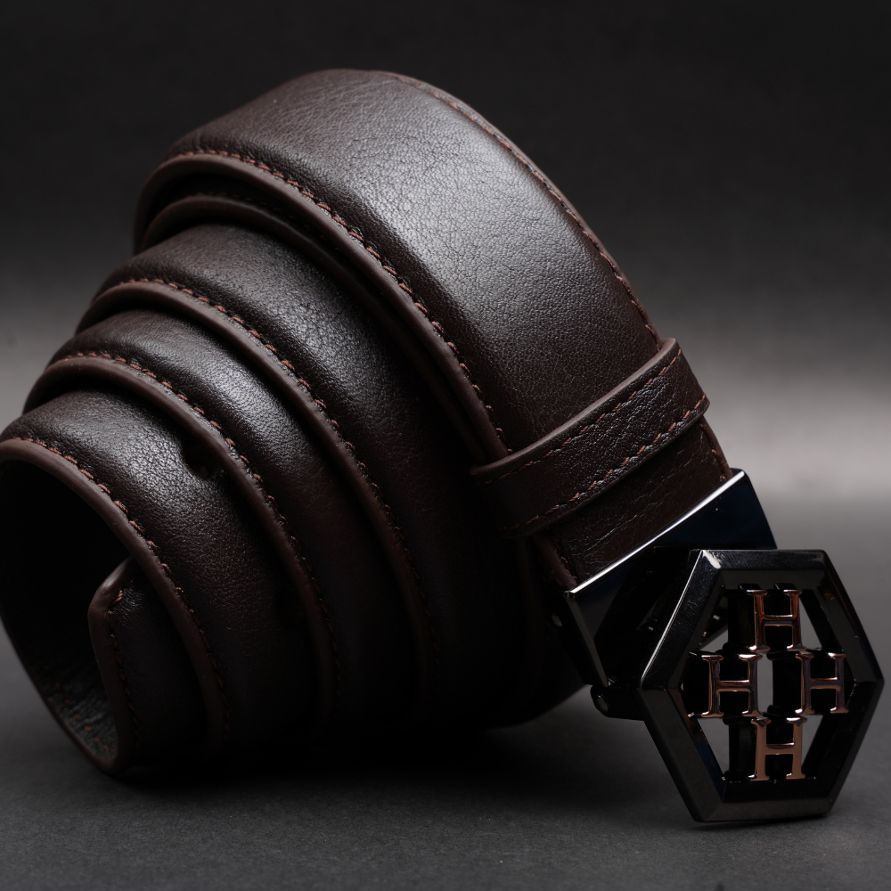 Zays Handcrafted Genuine Leather Belt for Men – Premium Quality, Adjustable, Stylish & Durable (BC112-BS106-Chocolate) - Image 2