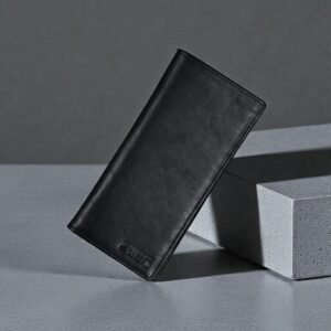 Zays Handcrafted Premium Eco-Friendly Leather Long Wallet for Mobile and Many things - Slim Durable - Stylish Wallet for Unisex - Top-Grain Leather - Compact - Lightweight (ZLW110-Black)