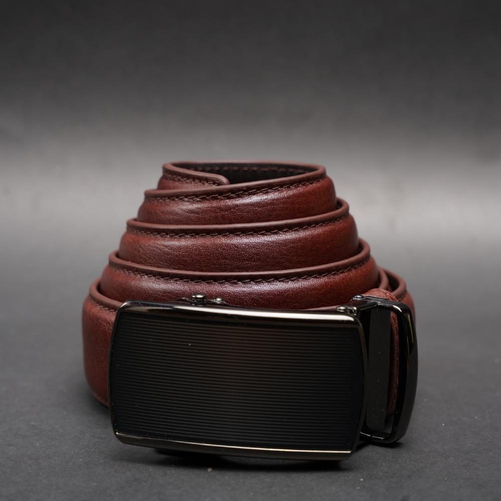 Zays Handcrafted Imported Genuine Leather Auto Gear Belt for Men – Premium Quality, Adjustable, Stylish & Durable - (BC125-BS112-Antique Brown)