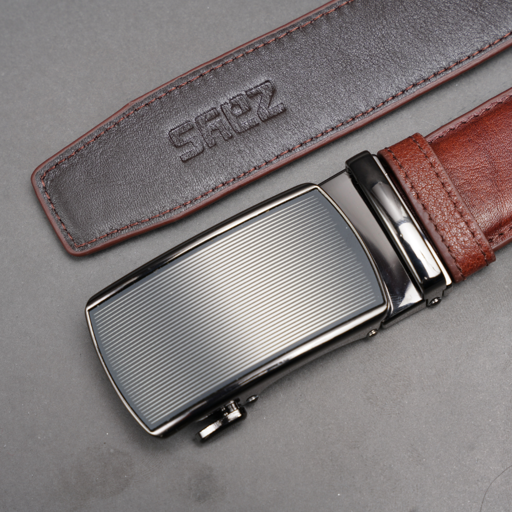 Zays Handcrafted Imported Genuine Leather Auto Gear Belt for Men – Premium Quality, Adjustable, Stylish & Durable - (BC125-BS112-Antique Brown) - Image 3