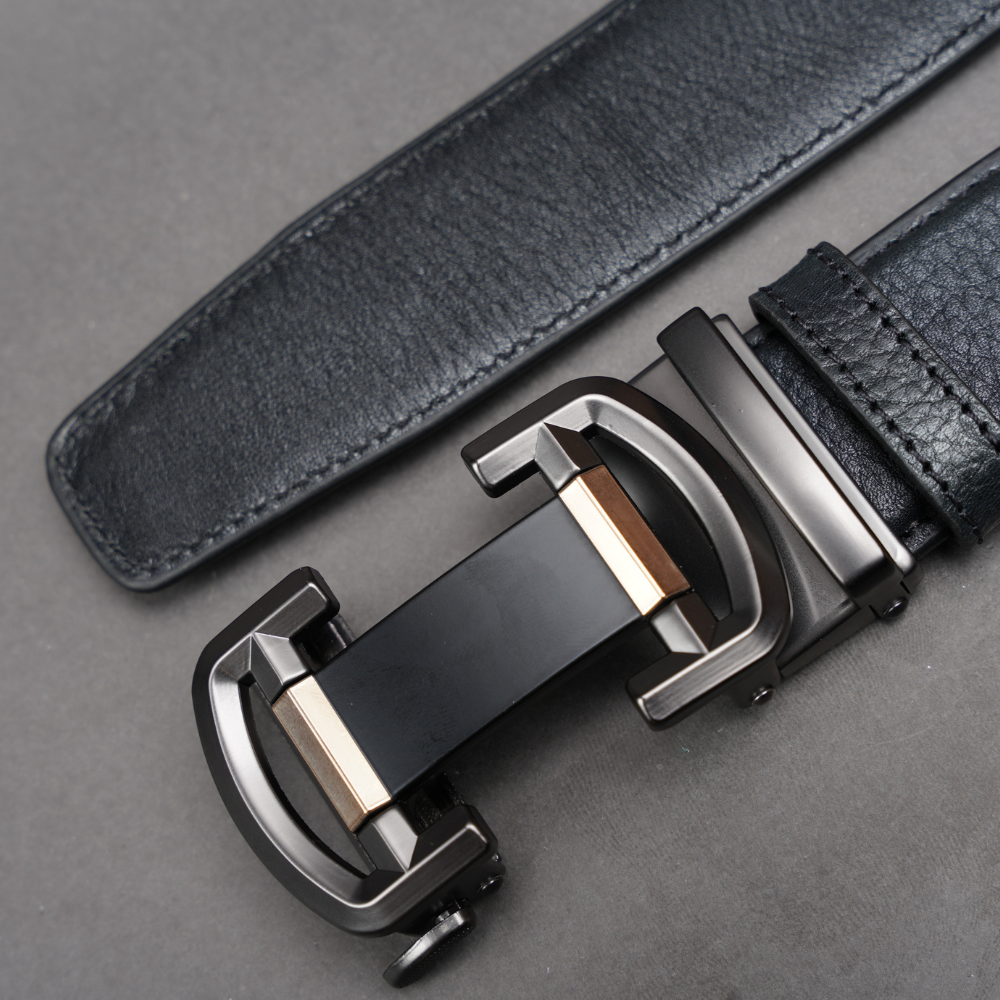 Zays Handcrafted Imported Genuine Leather Auto Gear Belt for Men – Premium Quality, Adjustable, Stylish & Durable - (BC130-BS110-Black) - Image 2