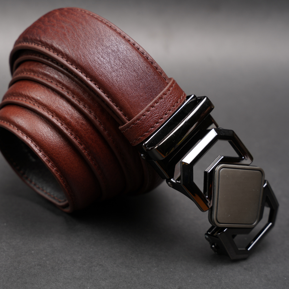 Zays Handcrafted Imported Genuine Leather Auto Gear Belt for Men – Premium Quality, Adjustable, Stylish & Durable - (BC124-BS112-Antique Brown) - Image 6