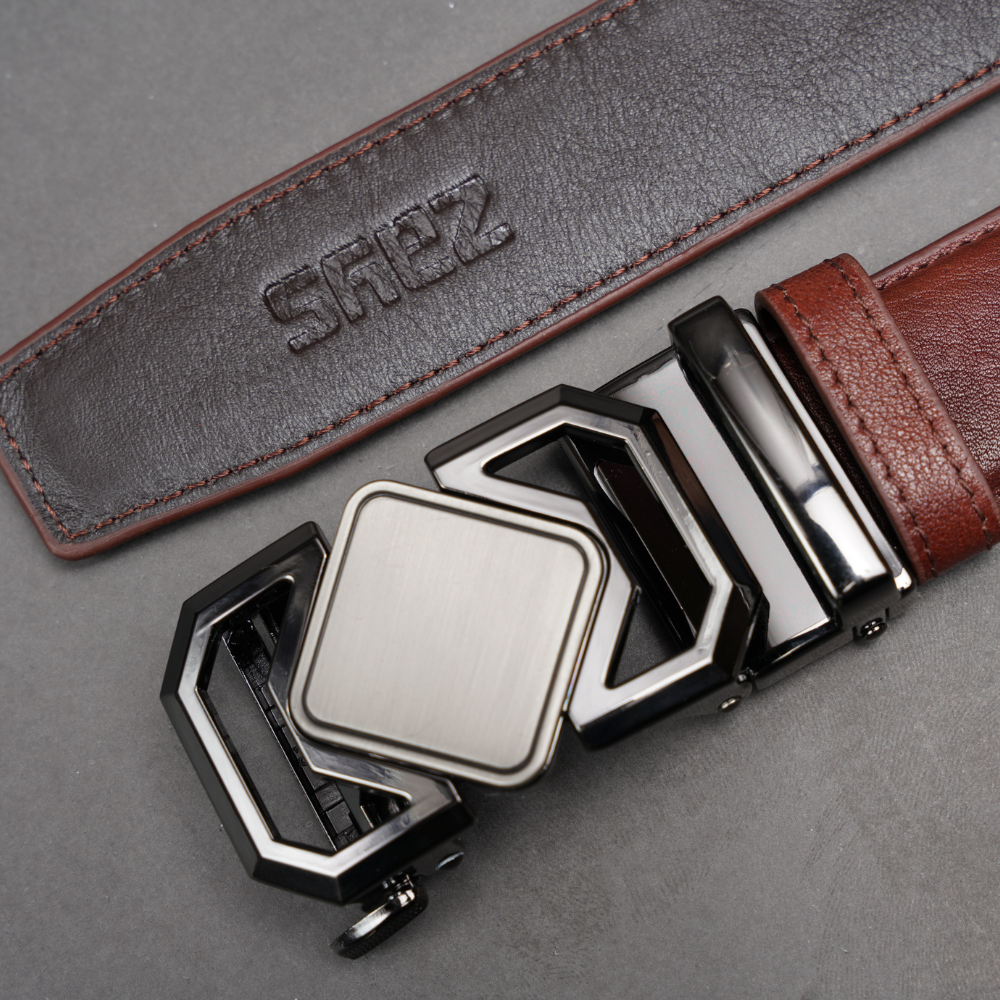 Zays Handcrafted Imported Genuine Leather Auto Gear Belt for Men – Premium Quality, Adjustable, Stylish & Durable - (BC124-BS112-Antique Brown) - Image 3