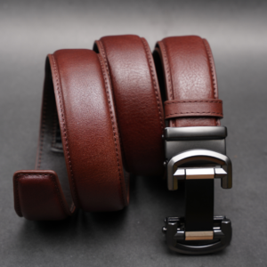 Zays Handcrafted Imported Genuine Leather Auto Gear Belt for Men – Premium Quality, Adjustable, Stylish & Durable - (BC130-BS112-Antique Brown)