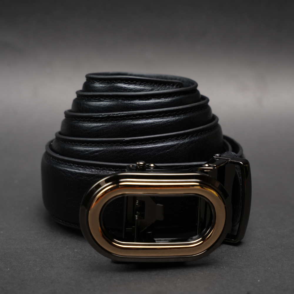 Zays Handcrafted Imported Genuine Leather Auto Gear Belt for Men – Premium Quality, Adjustable, Stylish & Durable - (BC121-BS110-Black)