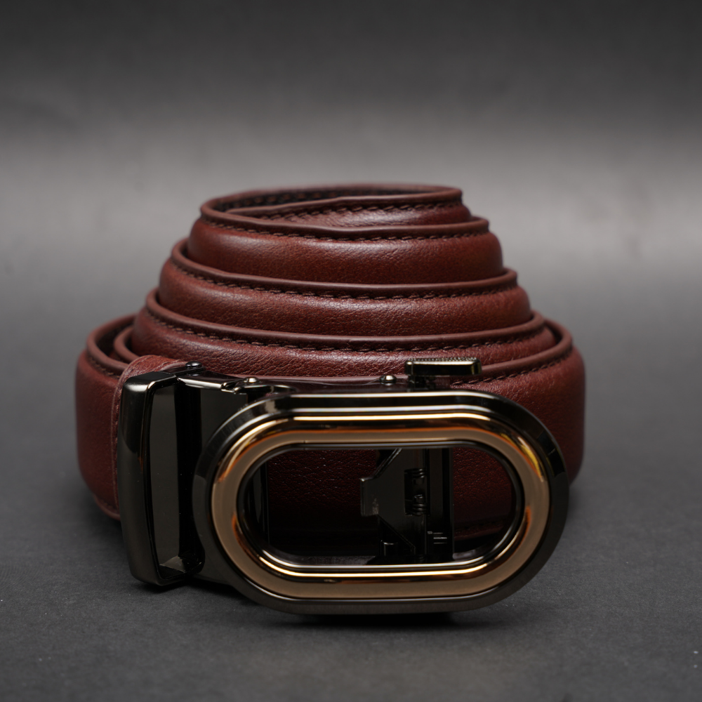 Zays Handcrafted Imported Genuine Leather Auto Gear Belt for Men – Premium Quality, Adjustable, Stylish & Durable - (BC121-BS112-Antique Brown)
