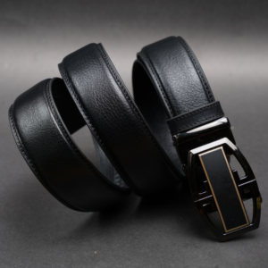 Zays Handcrafted Imported Genuine Leather Auto Gear Belt for Men – Premium Quality, Adjustable, Stylish & Durable - (BC129-BS110-Black)